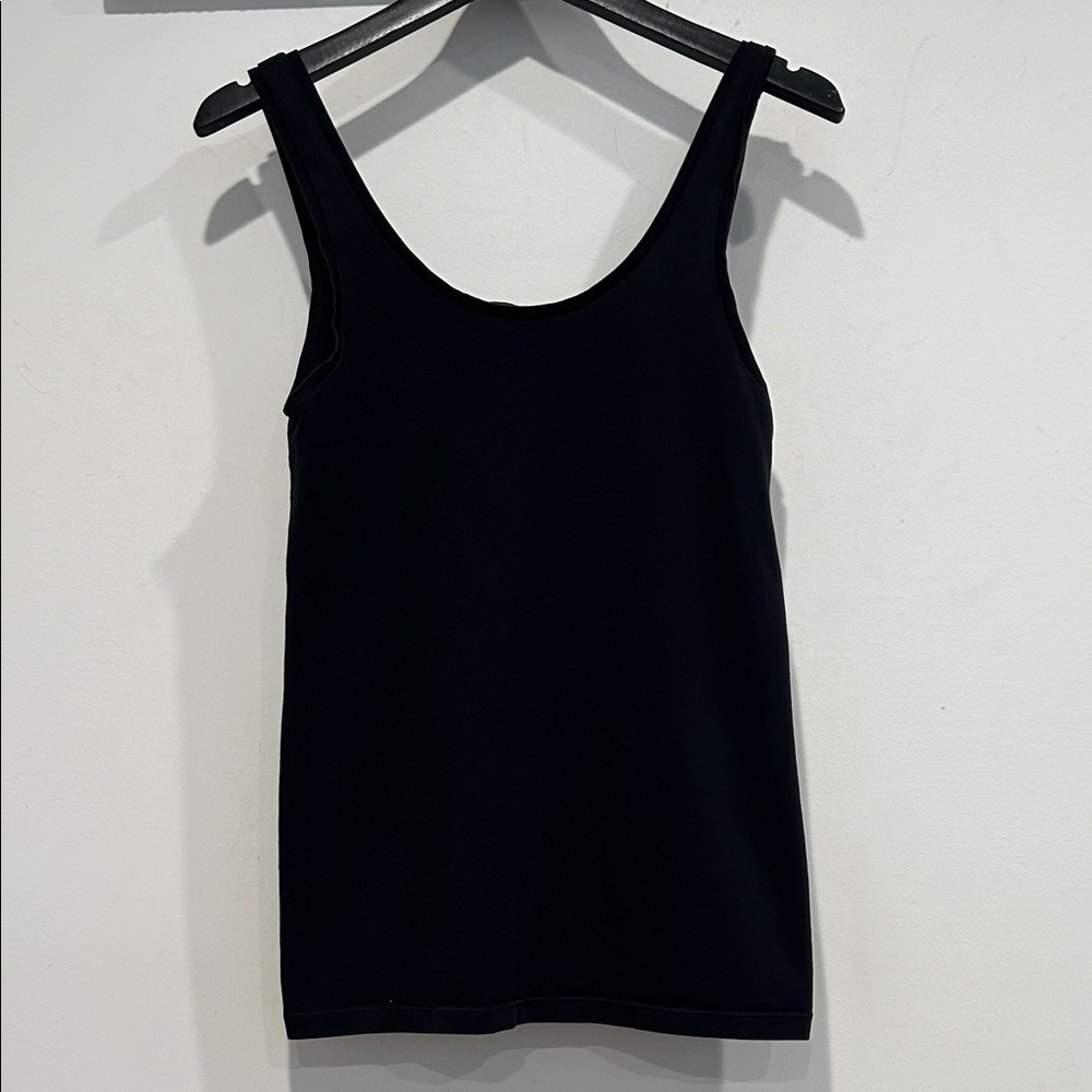 Theory Solid Basic Black Cotton Tank Top women’s … - image 1